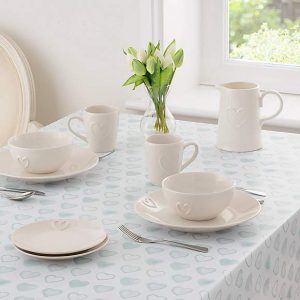 Country Duck-Egg Heart PVC Tablecloth