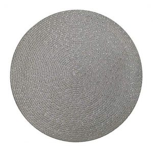 Pack Of Two Woven Round Silver Placemats