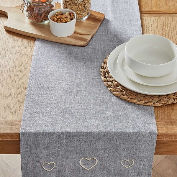 Country Heart Dove Grey Table Runner