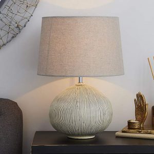 Dahlia Scratched Resin Grey Table Lamp