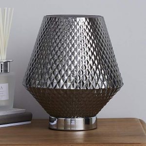 Miah Smoked Glass Touch Dimmable Table Lamp