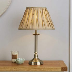 Reeded Antique Brass Table Lamp