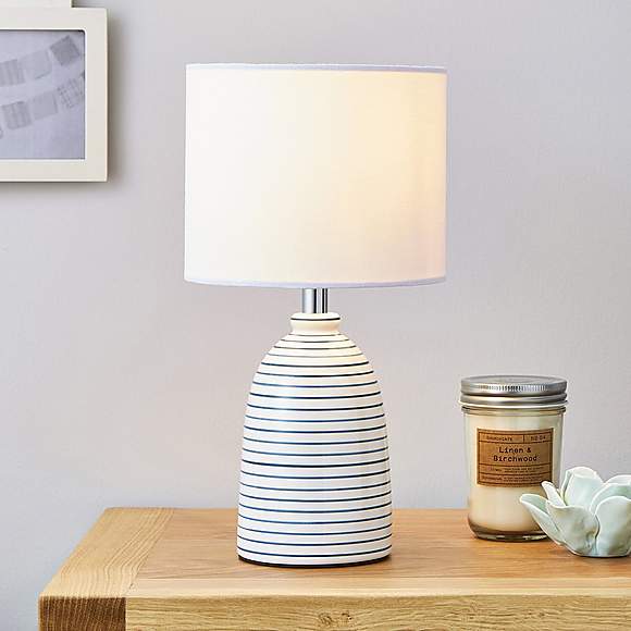 Tenby Ceramic White and Blue Table Lamp